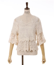 Lace Turu embroidery Pullover(Ecru-F)
