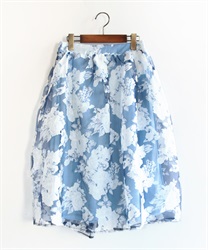 Organdie flower pattern skirt(Blue-Free)