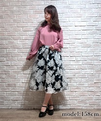Organdie flower pattern skirt