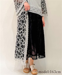 Cotton embroidery lace usage Skirt(Black-F)