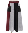 Herringbone Patchwork Skirt(Red-F)