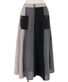 Herringbone Patchwork Skirt(Greige-F)