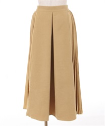 Side pleated different material switching Skirt(Yellow-F)