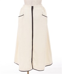 Leather piping tweed Skirt(Ecru-F)