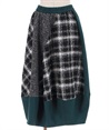 Brushed patchwork deformed Skirt(Black-F)