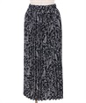 Floral pattern pleated Skirt(Black-F)