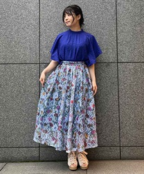 Total pattern Pants Lacy Skirt(Blue-F)