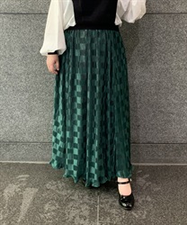 Check pattern pleated Skirt(Dark green-F)