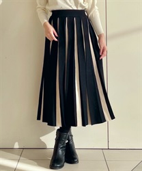 Knit color pleated Skirt(Ecru-F)
