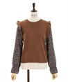 Knit x print switching Pullover(Brown-F)