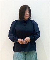 Sleeve organdy switching Pullover
