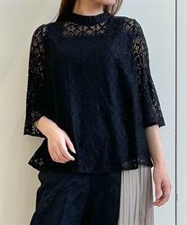 Total lace flare sleeve Pullover(Black-F)