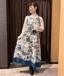 Large -format flower pattern maxi Dress