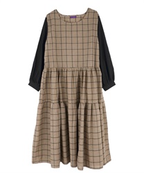 【Time Sale】Tiered flare dress(Beige-Free)