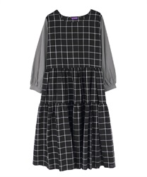 【Time Sale】Tiered flare dress(Black-Free)