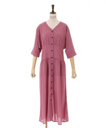 Early opening shirring maxi Dress(Pink-F)
