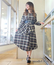 【Time Sale】Check pattern frills dress