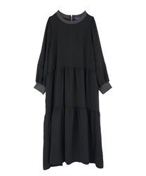 【Time Sale】Tiered maximum dress(Black-Free)