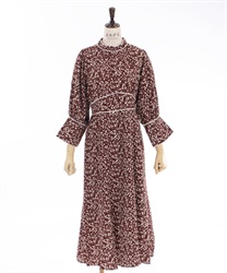 Total pattern piping design Dress(Brown-F)