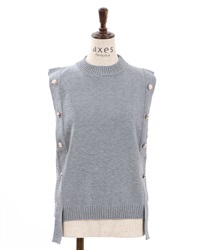 Button design Knit Vest(Grey-F)