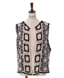 Lace embroidery vest(Black-F)