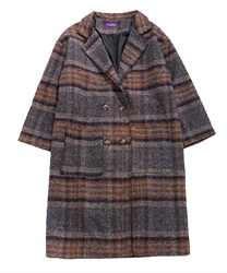 Check pattern double buttons coat(Navy-Free)