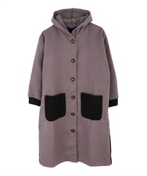 Bicolor coat with hood(Purple-Free)