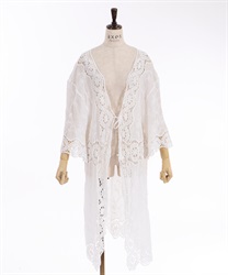 Lace embroidery cardigan(White-F)