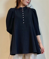 Pearl button switching design Pullover(Black-F)