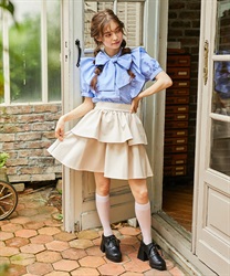 Fake leather frill Skirt(Ecru-M)