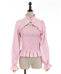 Buckle design Blouse(Pink-F)