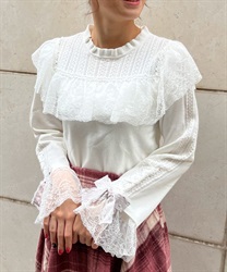 Lace frill knit(White-F)