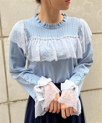 Lace frill knit(Saxe blue-F)