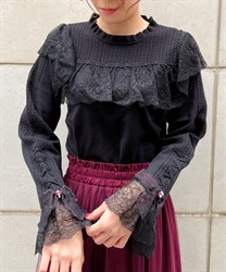 Lace frill knit(Black-F)