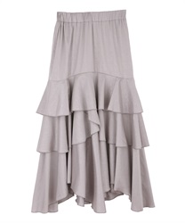 Geometry pattern tiered skirt(Grey-Free)