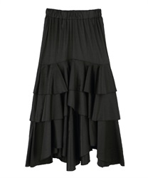 Geometry pattern tiered skirt(Black-Free)