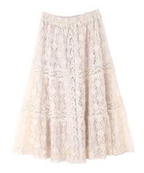 Lacy tiered skirt(Ecru-Free)
