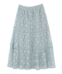 Lacy tiered skirt(Saxe blue-Free)