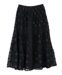 Lacy tiered skirt(Black-Free)
