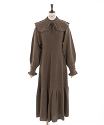 【Time Sale】One-piece with collar(Brown-Free)