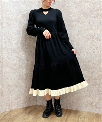 Choker style knit Dress(Black-F)