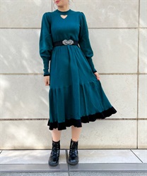 Choker style knit Dress(Blue green-F)