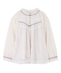 Flower pattern lace blouse(White-Free)