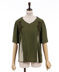 Lace-up pullover(Khaki-F)