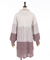 【Time Sale】Gradation knit dress(Pink-Free)