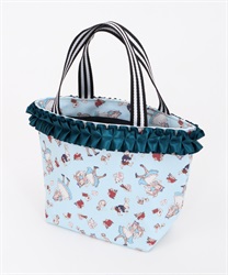 Lunch tote bag with frills(Blue-M)