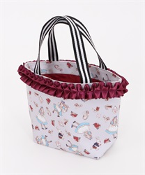 Lunch tote bag with frills(Pink-M)