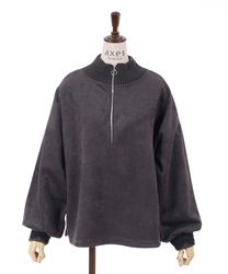 Cut suede zip Pullover(Chachol-F)