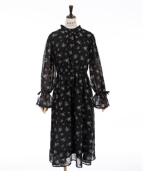 Dobby flower pattern dress(Black-F)