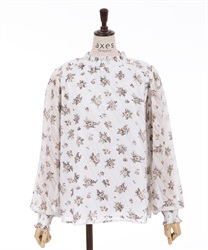 Dobby flower pattern blouse(White-F)